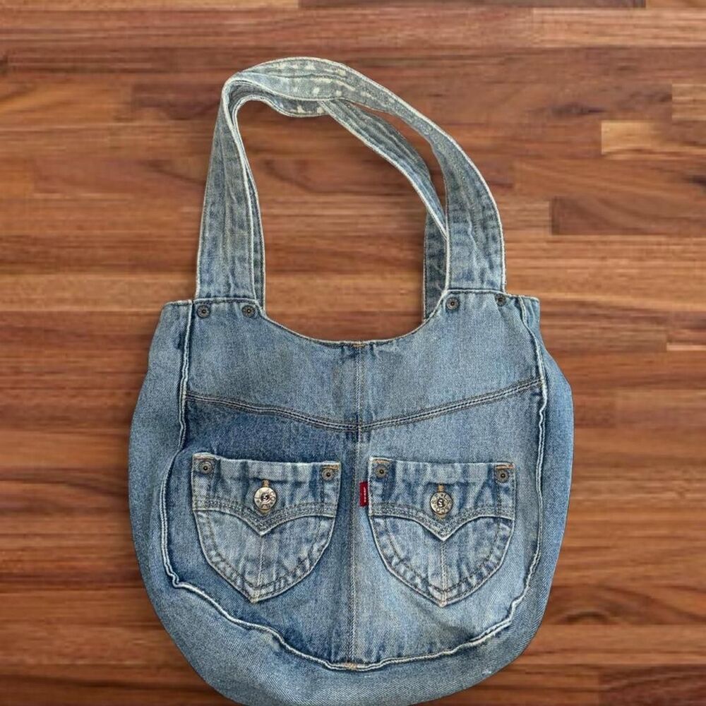 Levi’s Denim Tote Bag Blue Jean Purse Shoulder Bag Y2K One Size Cotton Vintage